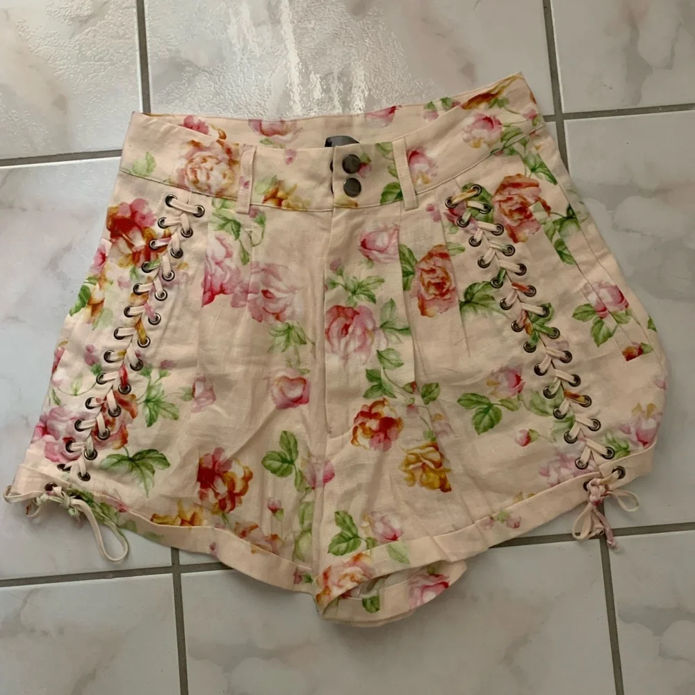 The Kooples Antique Floral Lace-Up Shorts - Picture 2 of 7